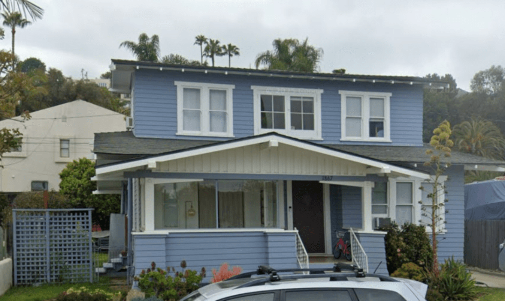 Exterior before paint - light blue siding
